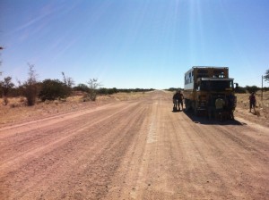 Blow out on the overlanding truck Overlanding truck suffers a blow out
