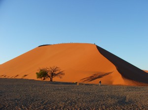 Climbing Dune 45 at Sunset adventure travel in africa, african trekking