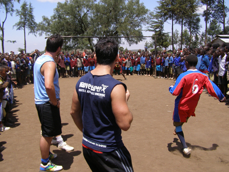 Playing football with the locals Playing football with the locals