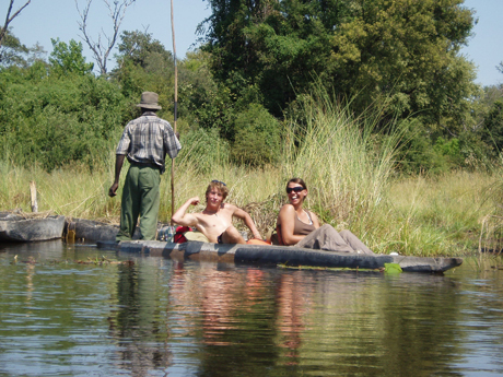Kayak across the river on the Botswana Safari