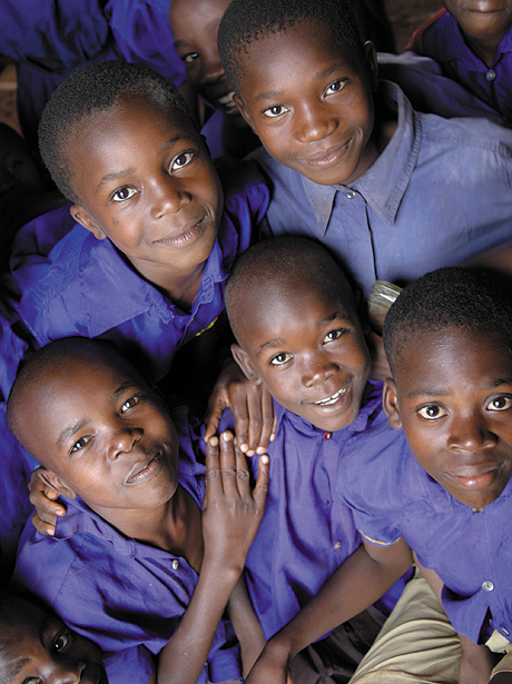 People at an Uganda school People at an Uganda school