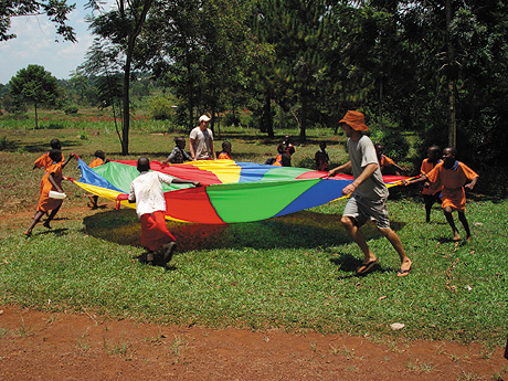 Playing games with children at local school Playing games with children at local school