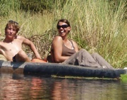 Kayak across the river on the Botswana Safari